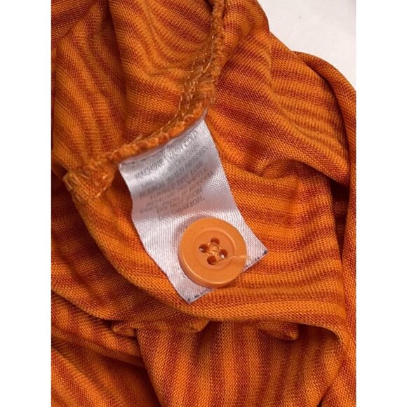 WHATABURGER Adult MEDIUM Orange Stripe S/S Polo SHIRT Uniform Employee Work READ - Picture 3 of 8